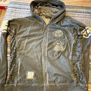 Harley Davidson lace accented gray lightweight sweatshirt. Size L. Hoodie.